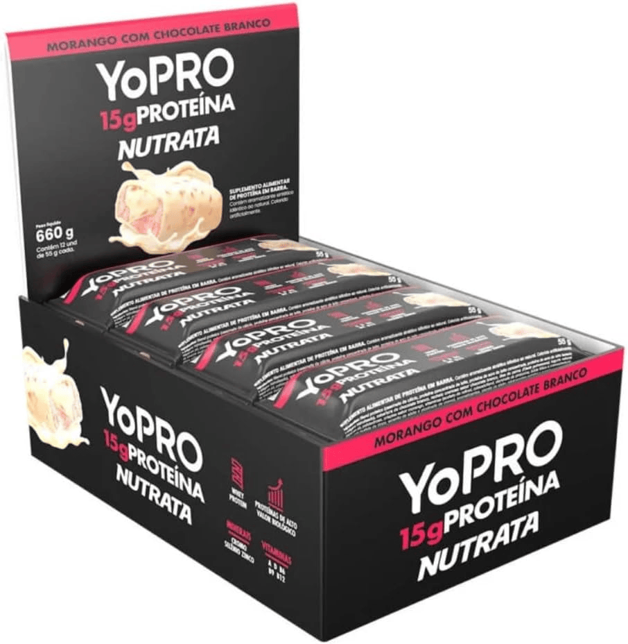 Barra YoPRO Sabor Morango com Chocolate Branco