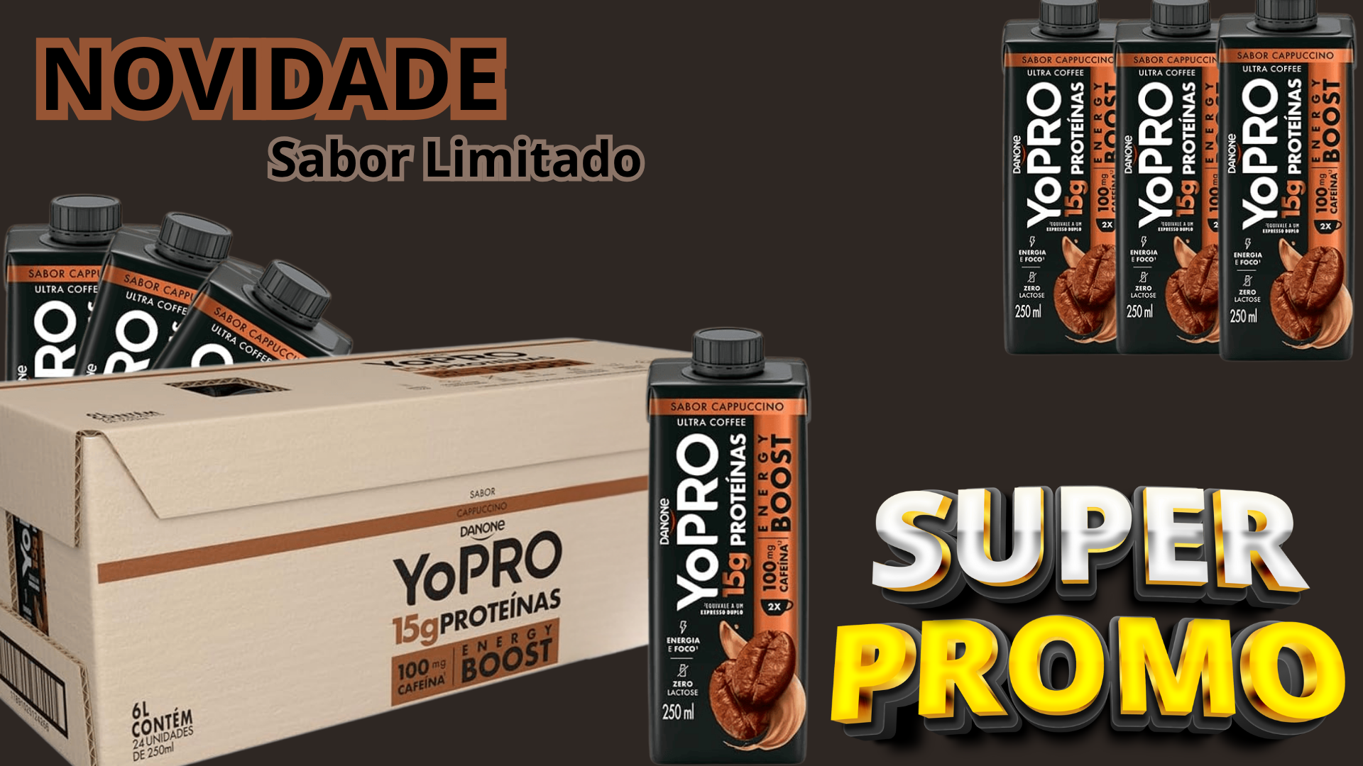 YoPRO 15-pack Energy Boost UHT Capuccino